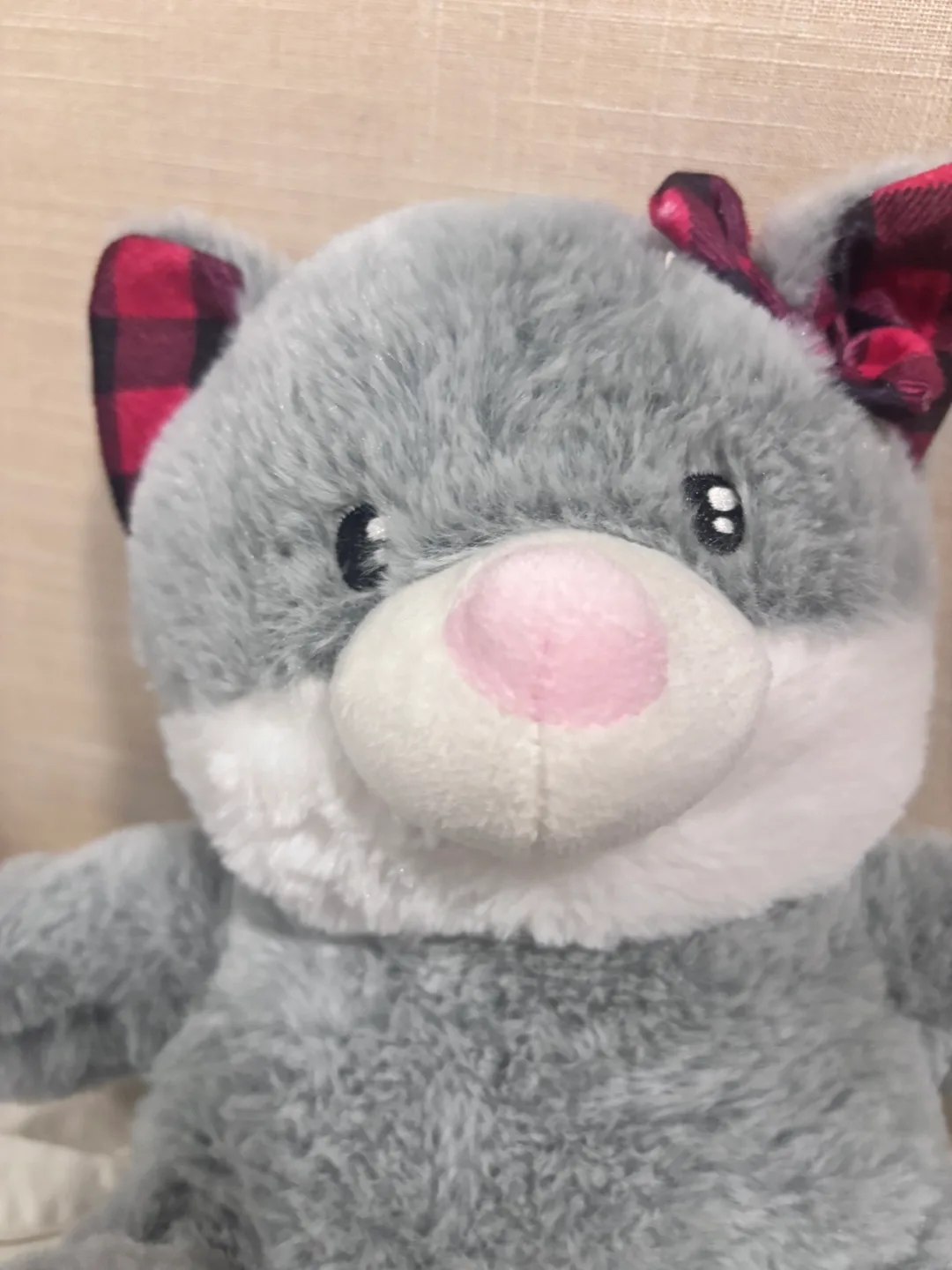 Gray Plush Animal with Red Plaid Accents - 2023 image indicator(4)