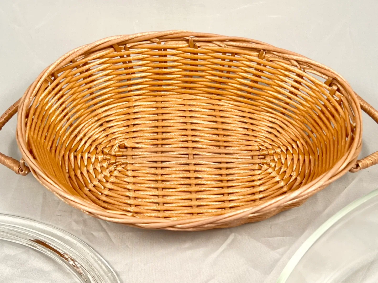 Vintage Glasbake by Jeannette Wickerware Oval Casserole & Cover image indicator(4)