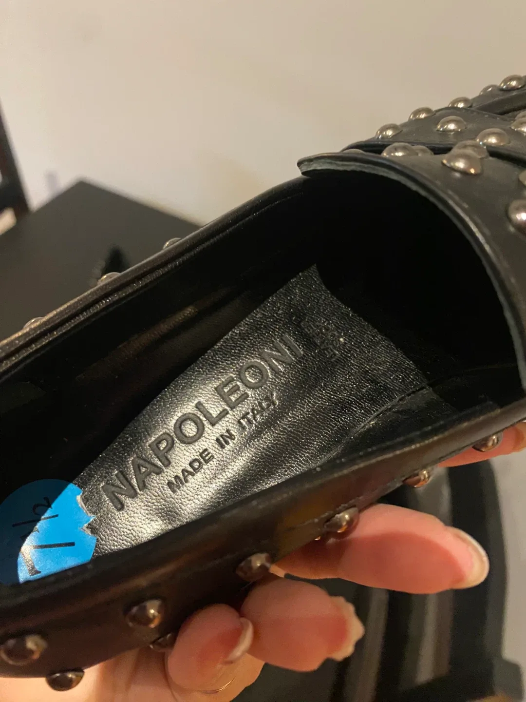 Napoleoni Black Studded Leather Loafers - Size 38 image indicator(4)