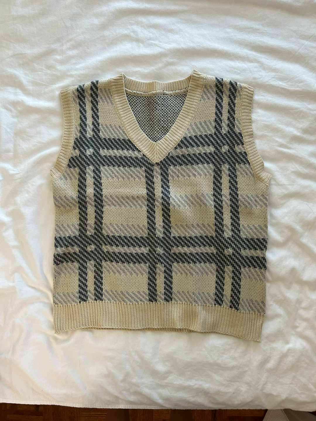 Plaid Knit Sweater Vest