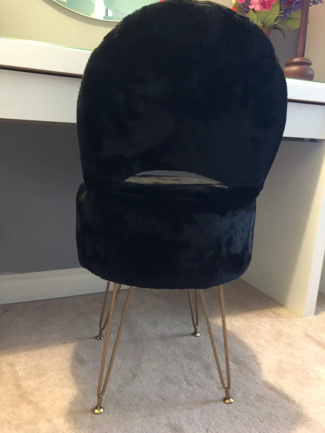 Faux Fur Vanity Chair - Black & Gold image indicator(9)