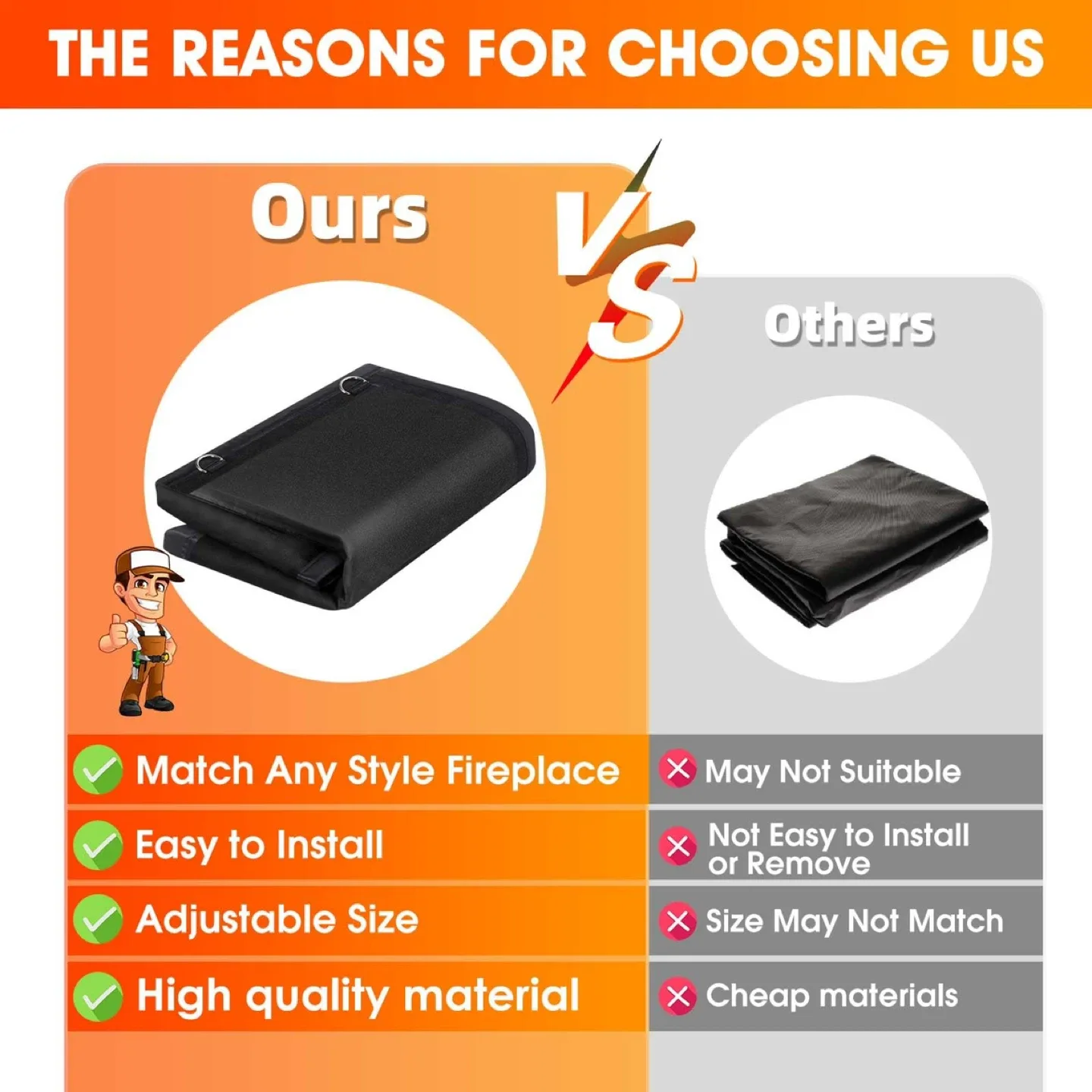 CADARA Fireplace Draft Stopper - Large 51" W x 39" H image indicator(6)