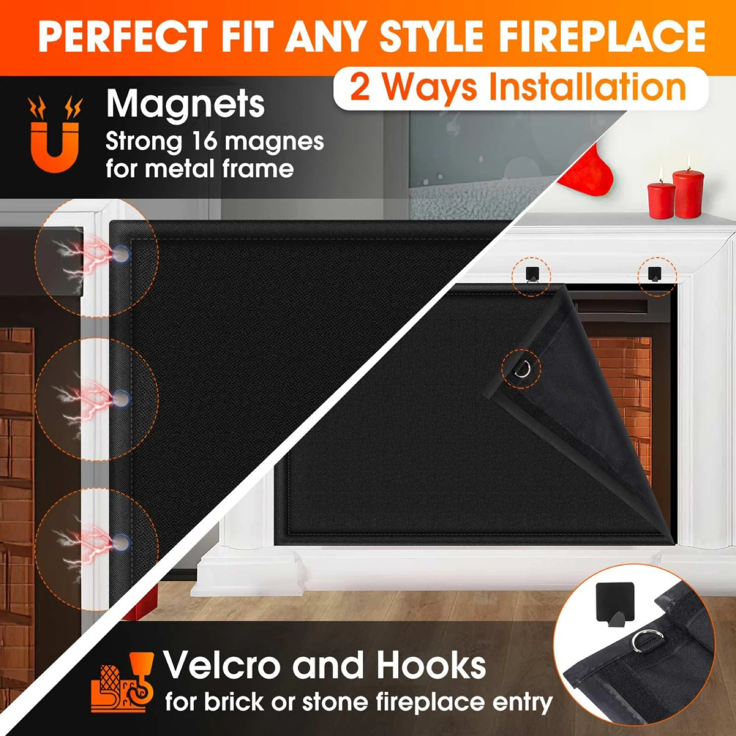 CADARA Fireplace Draft Stopper - Large 51" W x 39" H - photo 3