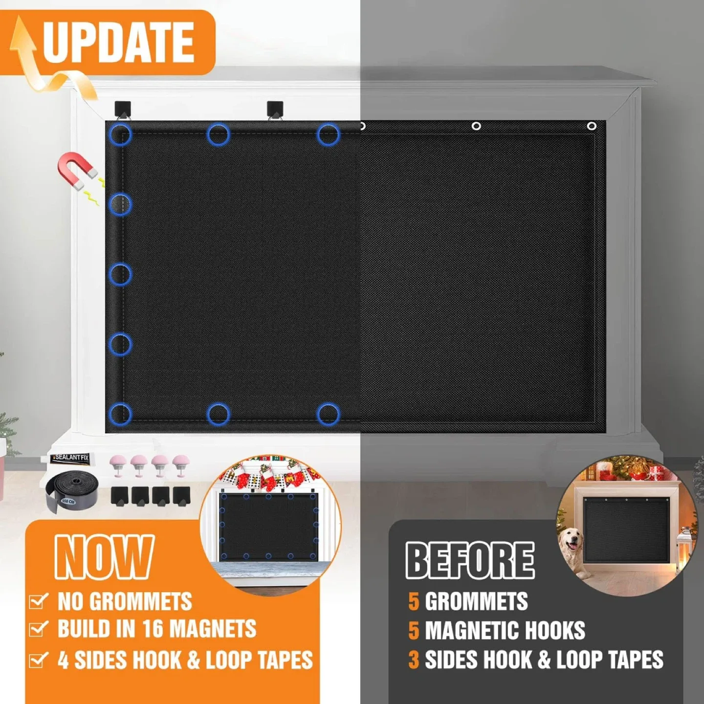 CADARA Fireplace Draft Stopper - Large 51" W x 39" H image indicator(4)