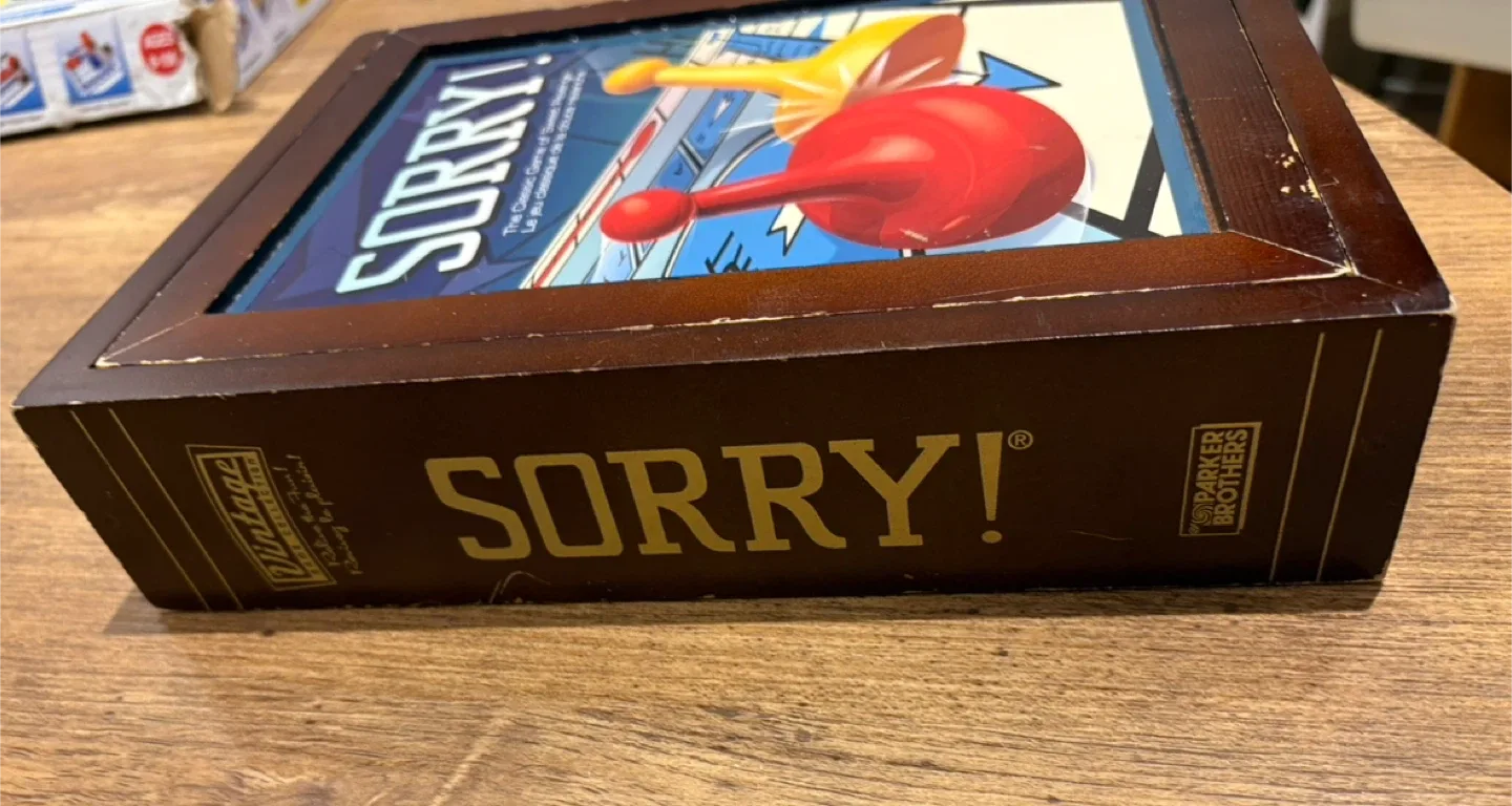 SORRY! Vintage Board Game Collection Bookshelf Wood/Wooden Box thumbnail