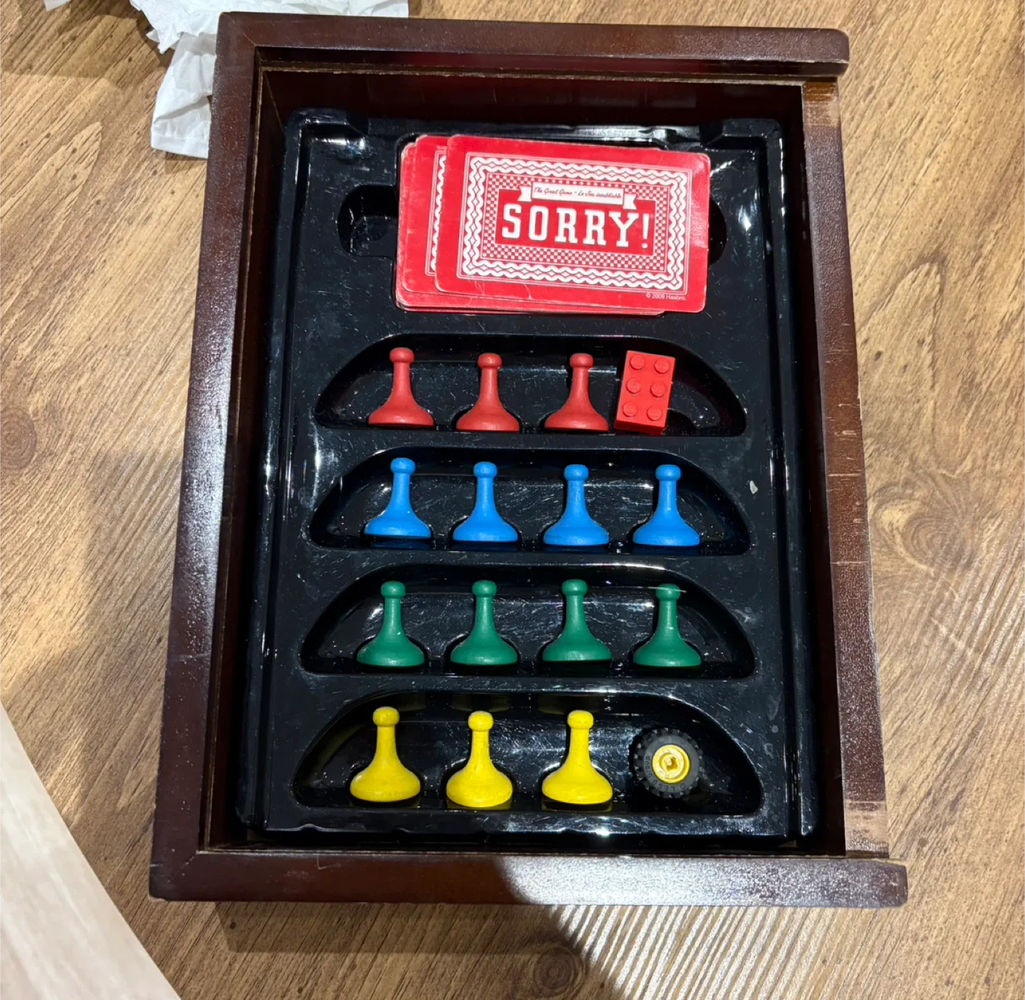 SORRY! Vintage Board Game Collection Bookshelf Wood/Wooden Box image indicator(4)