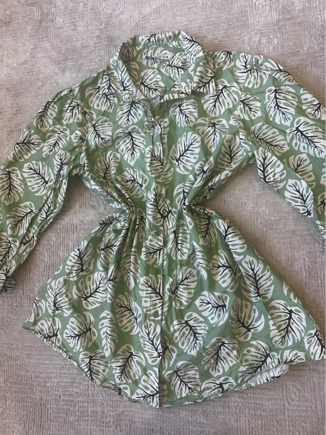 Zara Leaf Print Mini Dress/Blouse - Size L