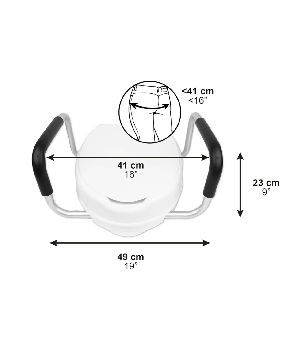 Raised Toilet Seat with Safety Rails - photo 4