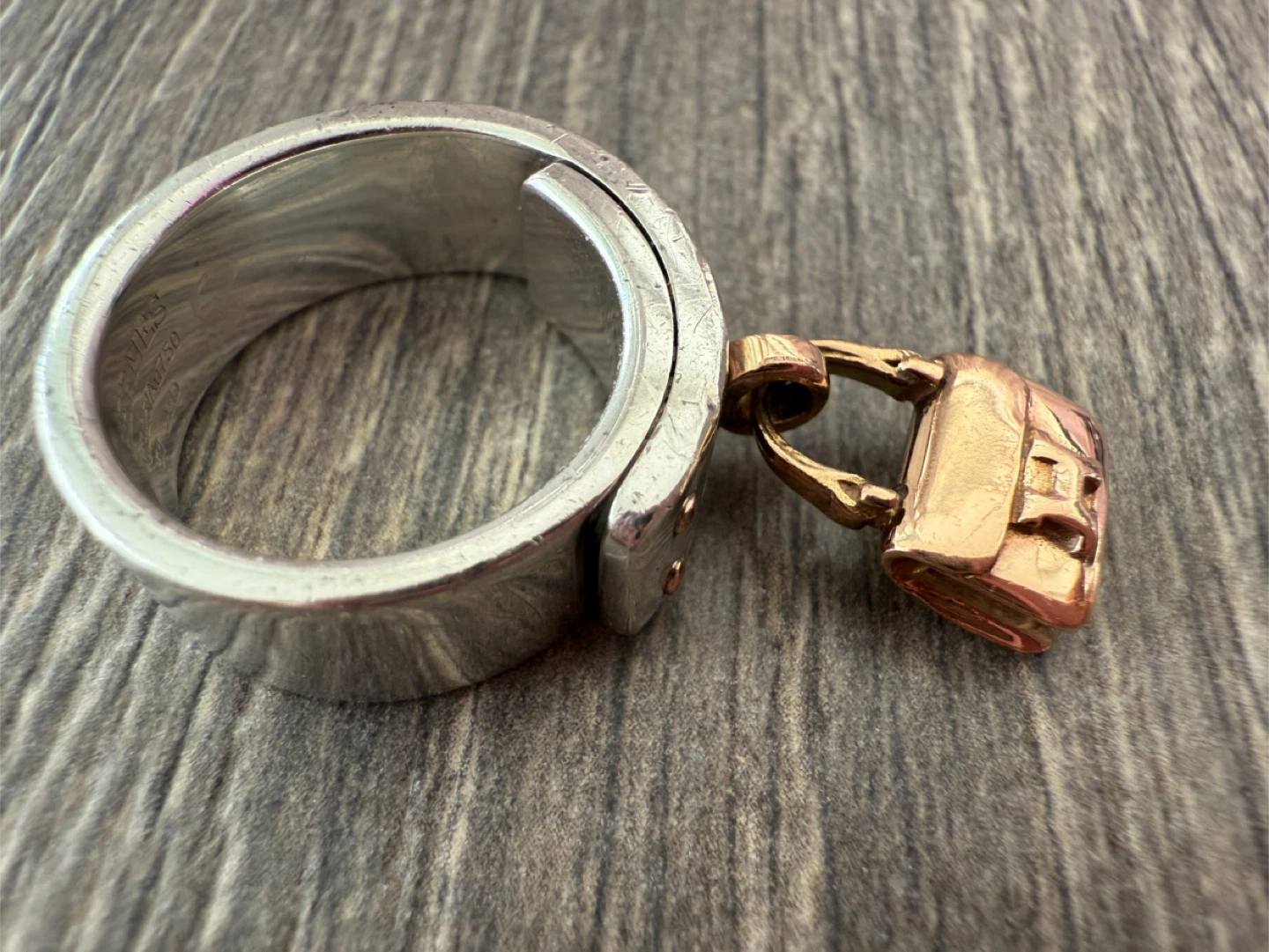 Authentic Hermes Silver & Gold Constance handbag Ring Size 51 - photo 2