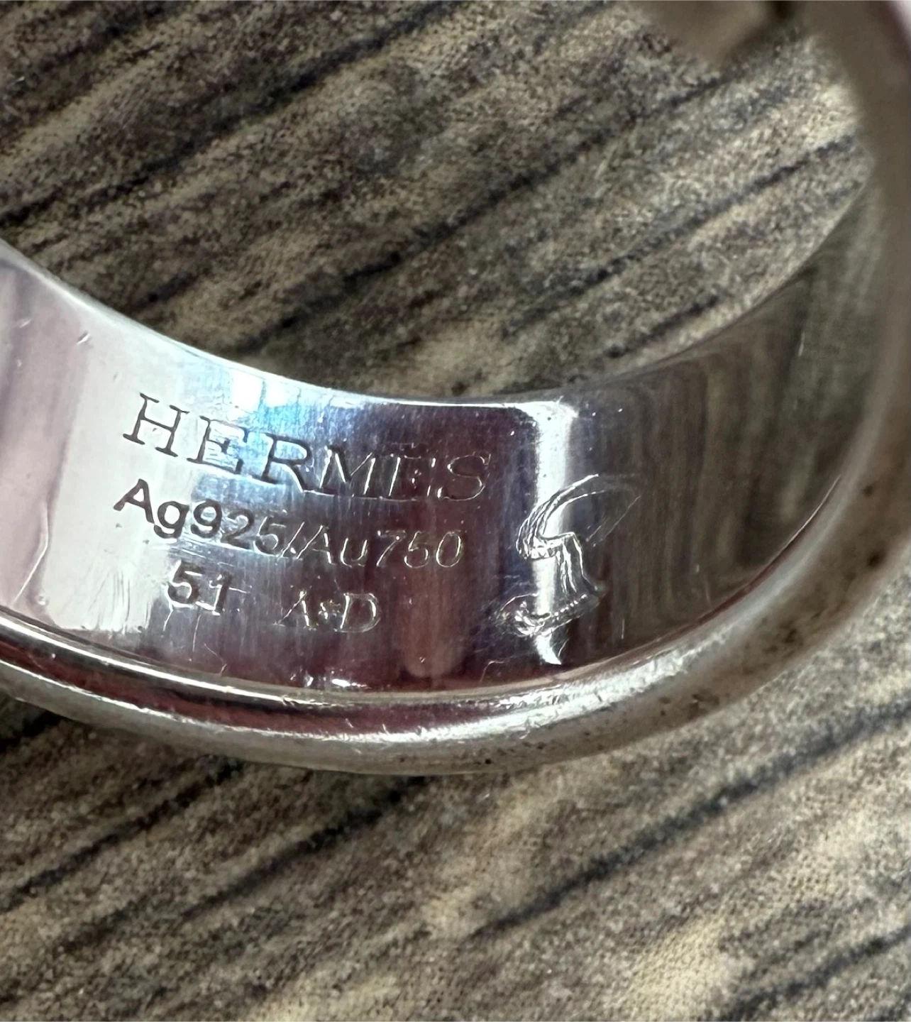 Authentic Hermes Silver & Gold Constance handbag Ring Size 51 - photo 5