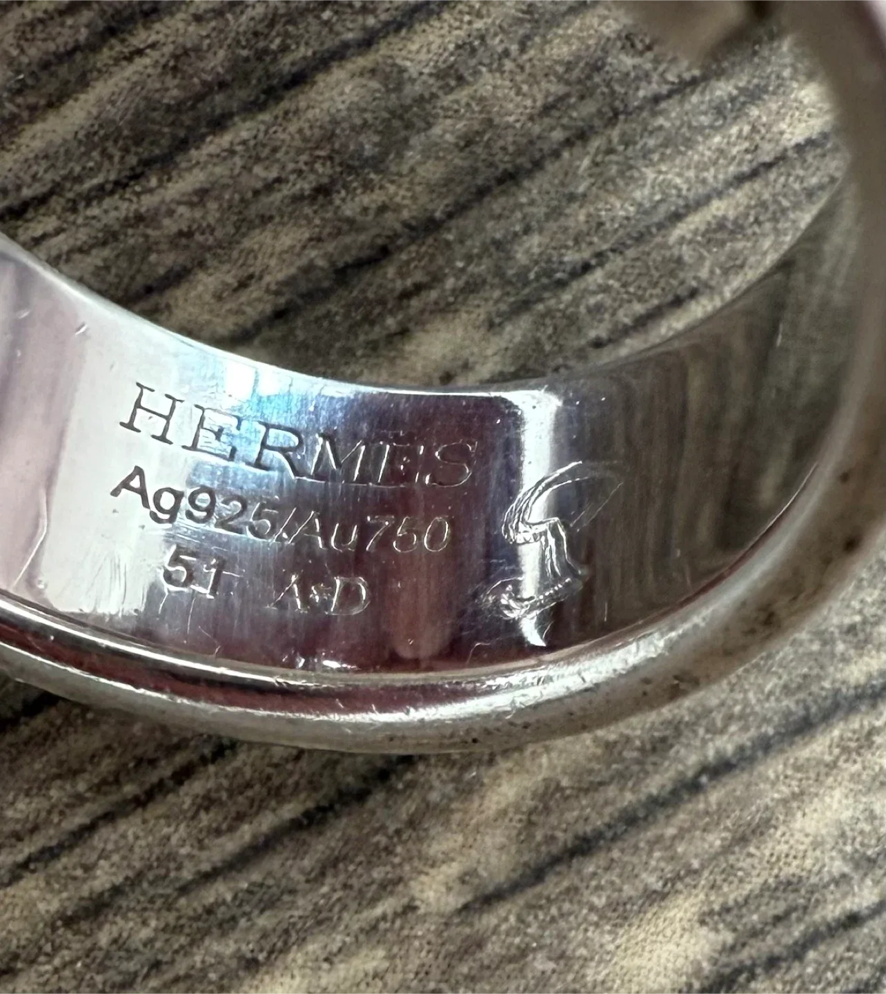 Hermes Silver & Gold Constance handbag Ring Size 51 image indicator(5)