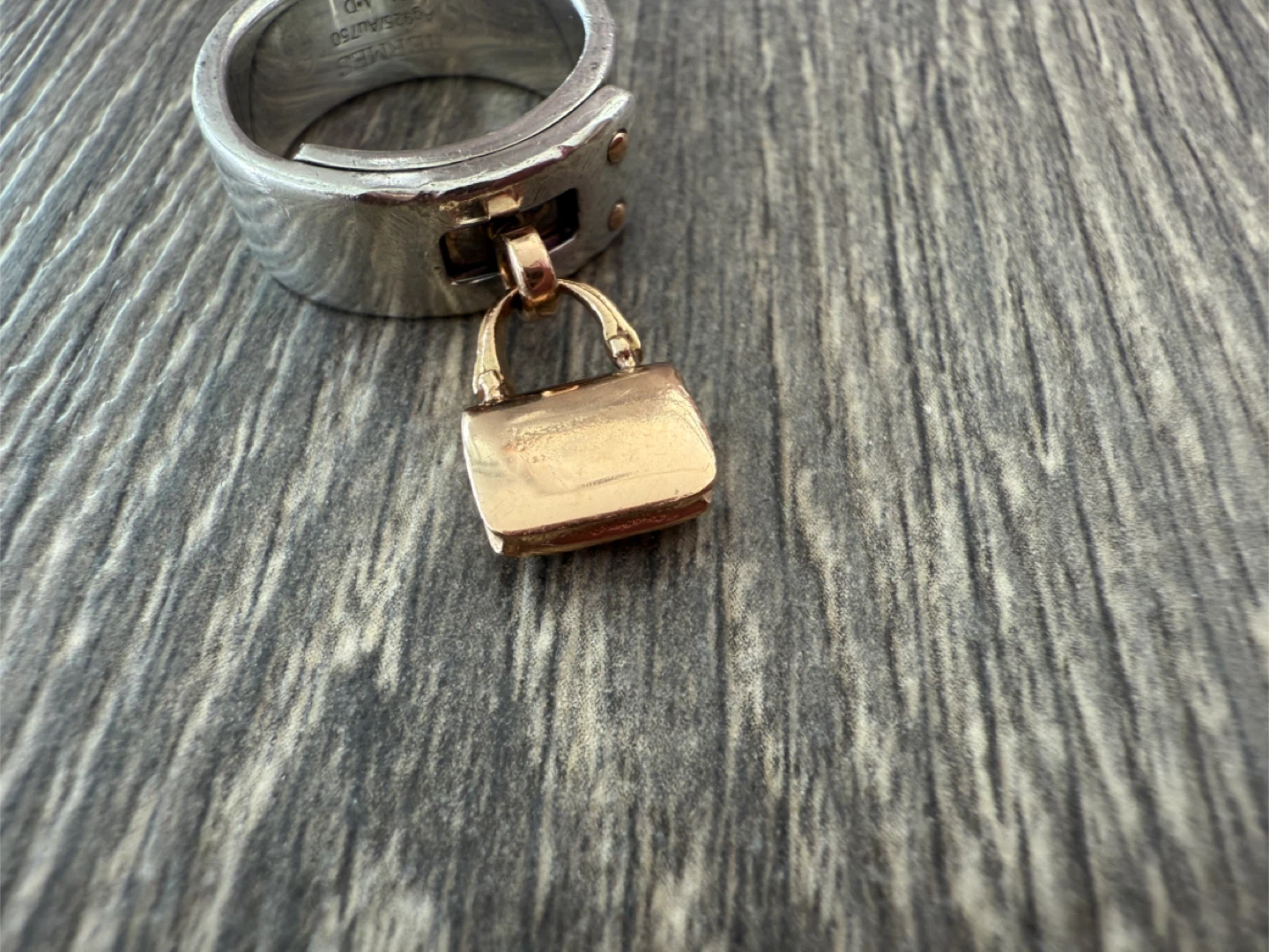 Authentic Hermes Silver & Gold Constance handbag Ring Size 51 - photo 4