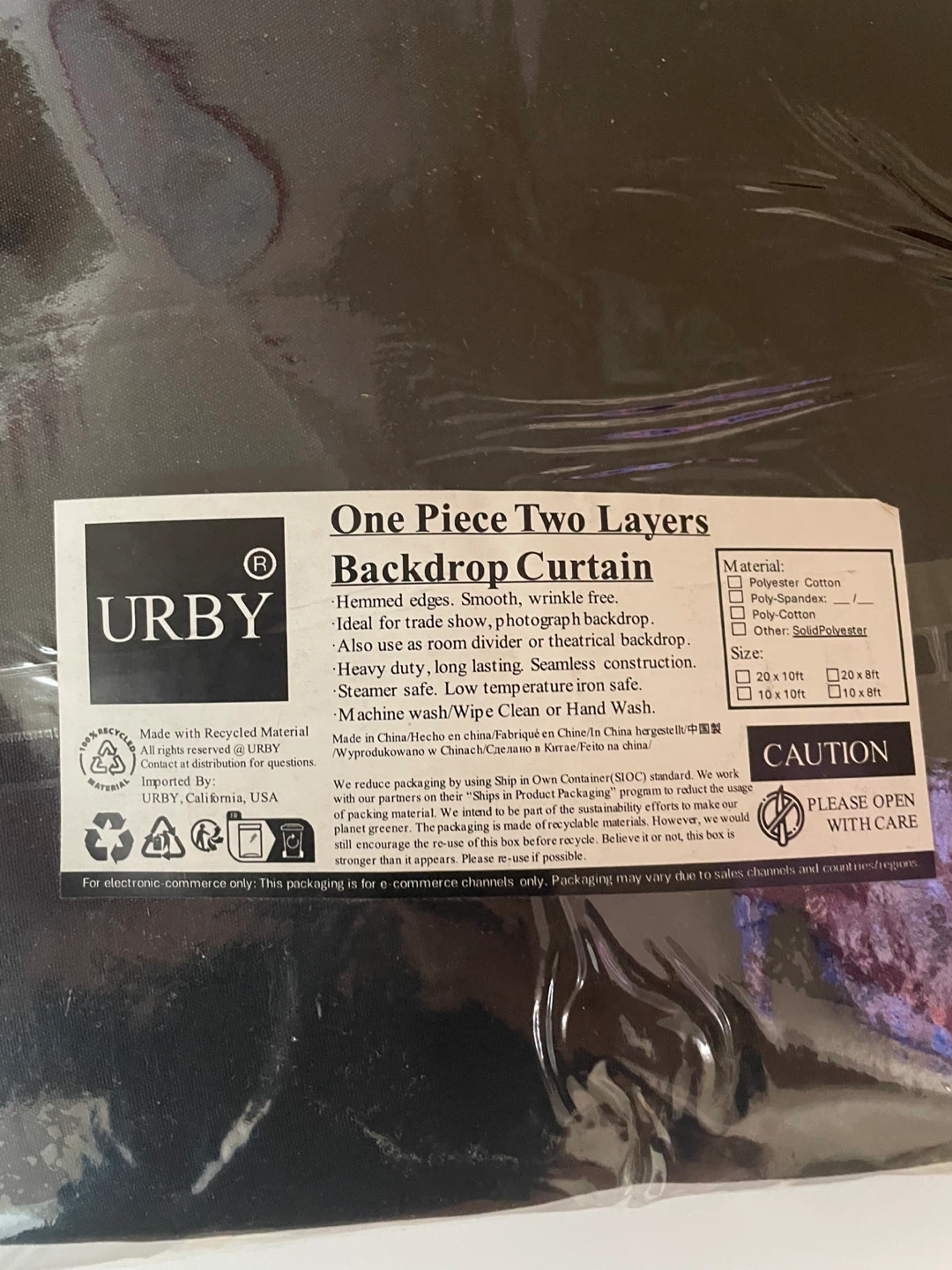 URBY One Piece Two Layers Backdrop Curtain - Black - photo 2