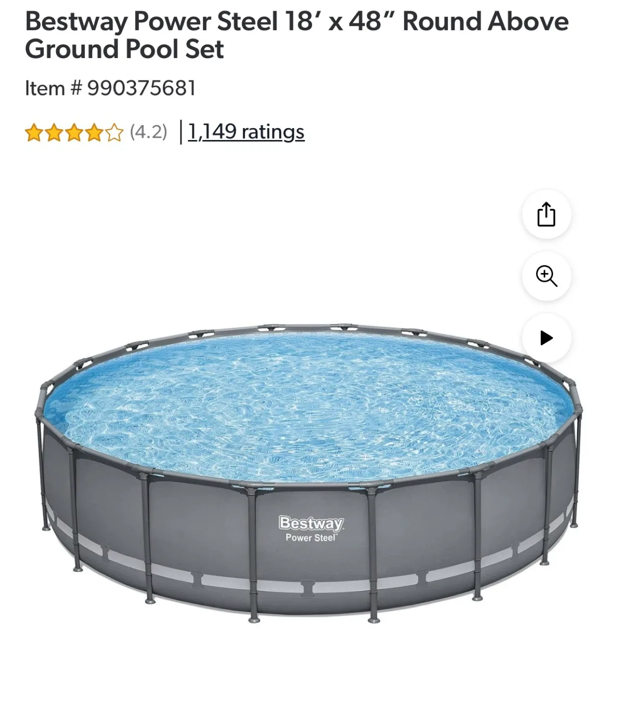 Bestway Power Steel 18' x 48" Round Above Ground Pool Set