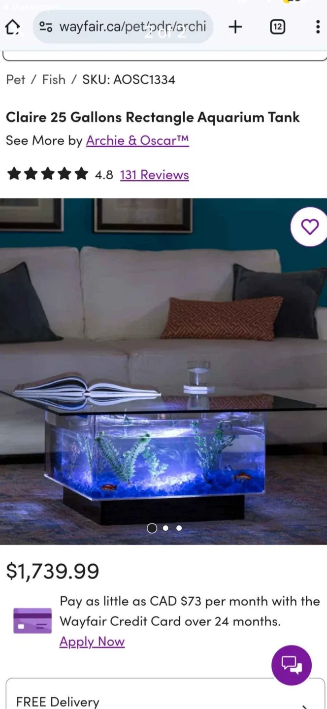 Archie & Oscar Claire 25 Gallon Aquarium Tank image indicator(2)