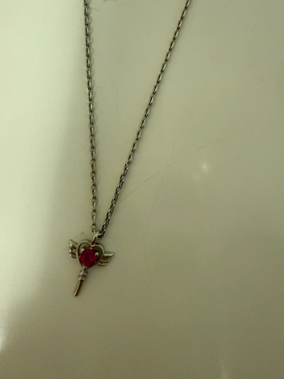 Silver Tone Necklace with Heart Pendant
