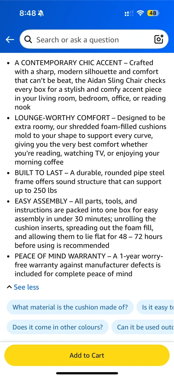 Sling Chair - Black Accent Chair image indicator(6)