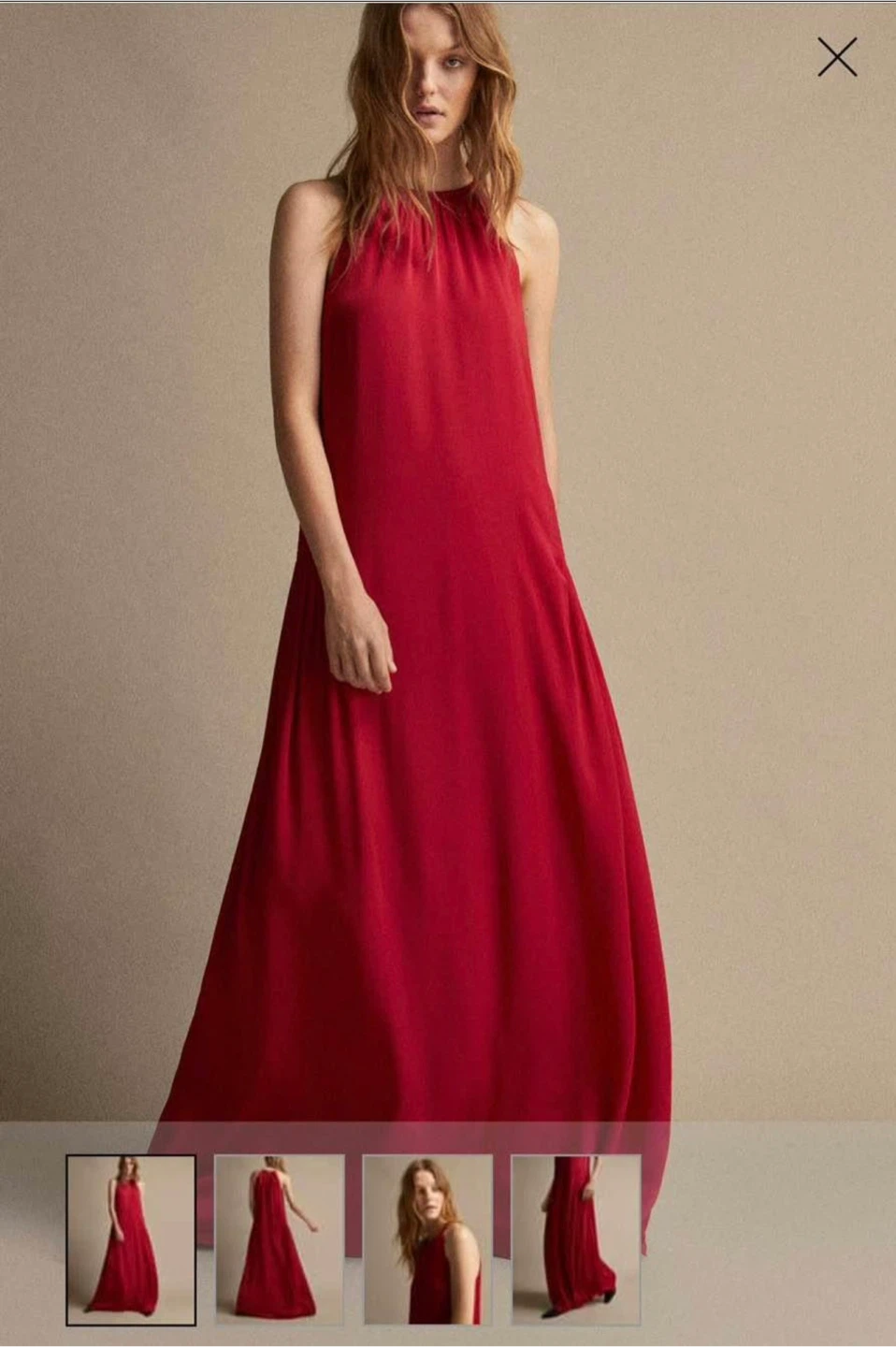 Massimo Dutti Red Halter Maxi Dress