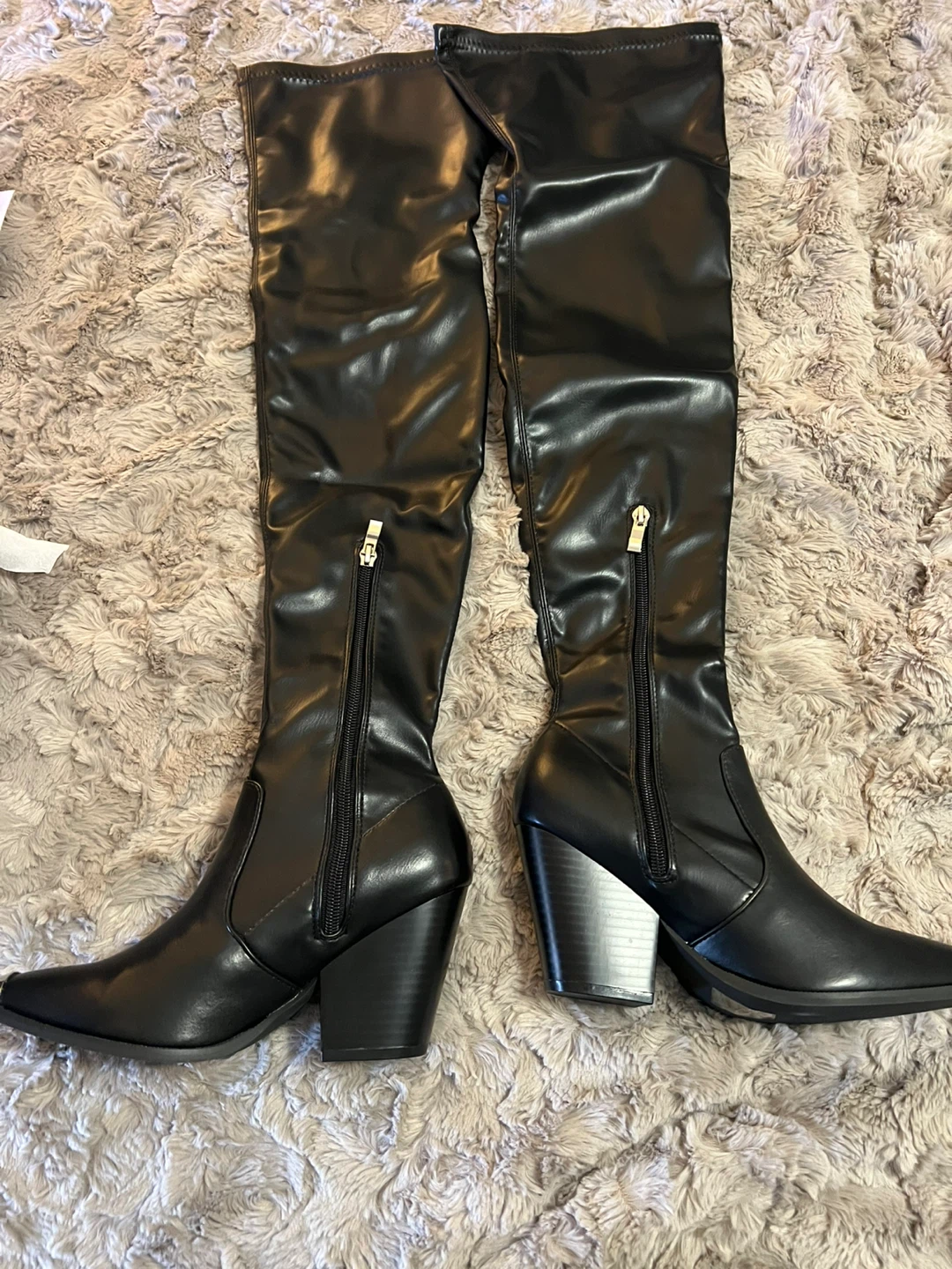 Fashion Nova Black Thigh High Boots - Size 7.5 - photo 3