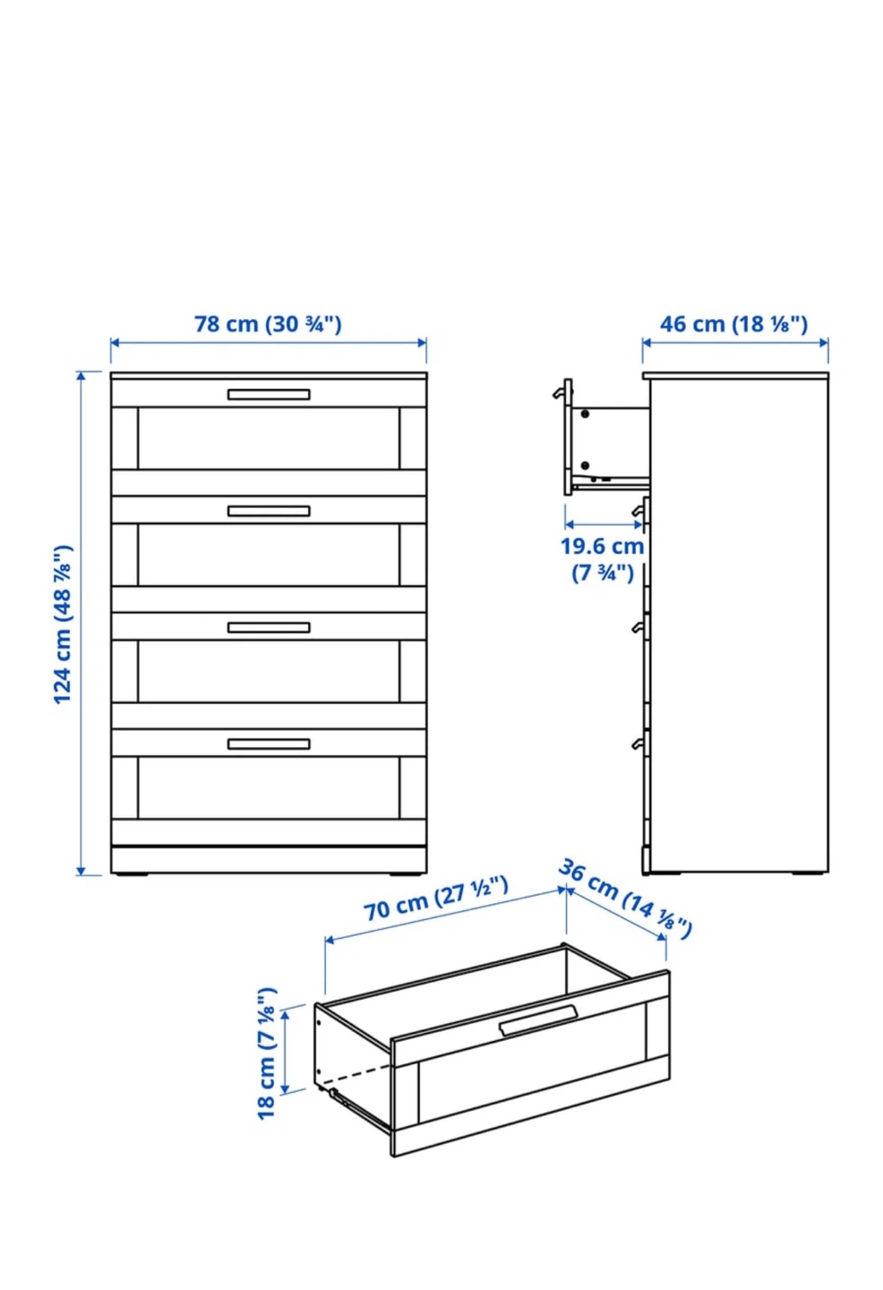 IKEA Hemnes Brown Chest of 4 Drawers - photo 4