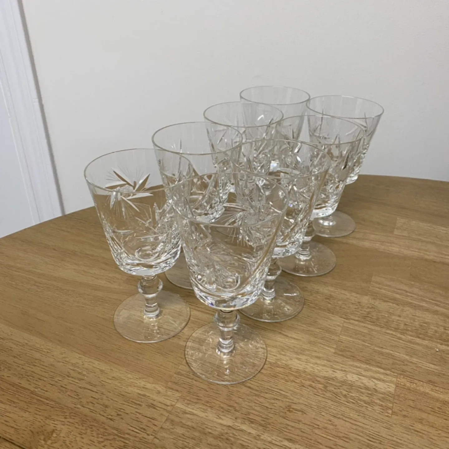 Set of 8 Vintage Crystal Wine Glasses thumbnail