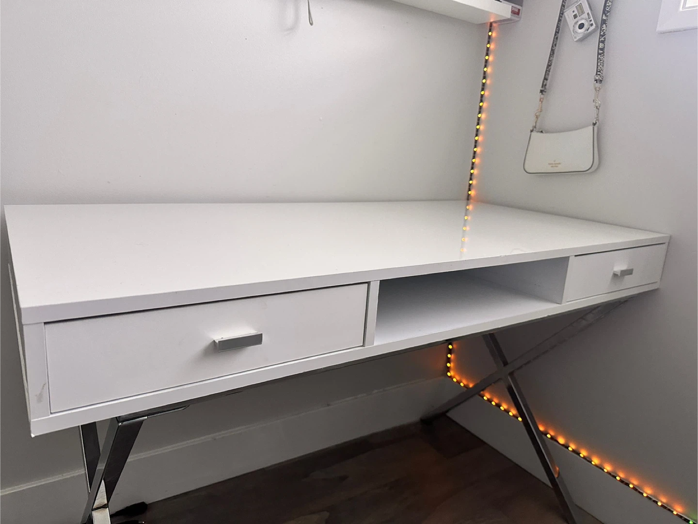 White Desk with Chrome Legs