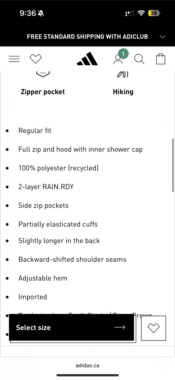 Adidas Terrex Rain Jacket - XL image indicator(5)