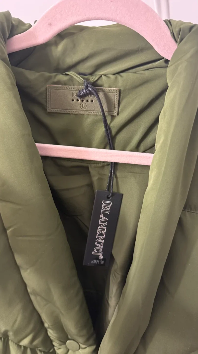 Blank NYC Olive Green Puffer Vest, Size L image indicator(3)