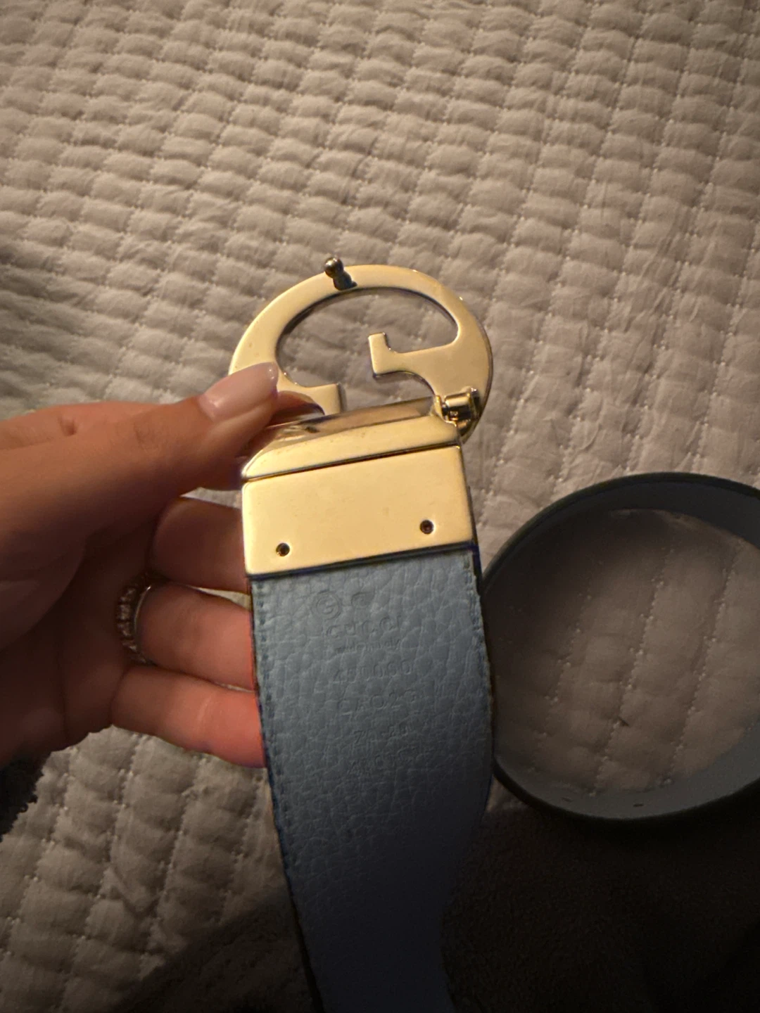 Gucci Reversible Leather Belt Black/Light Blue - photo 4