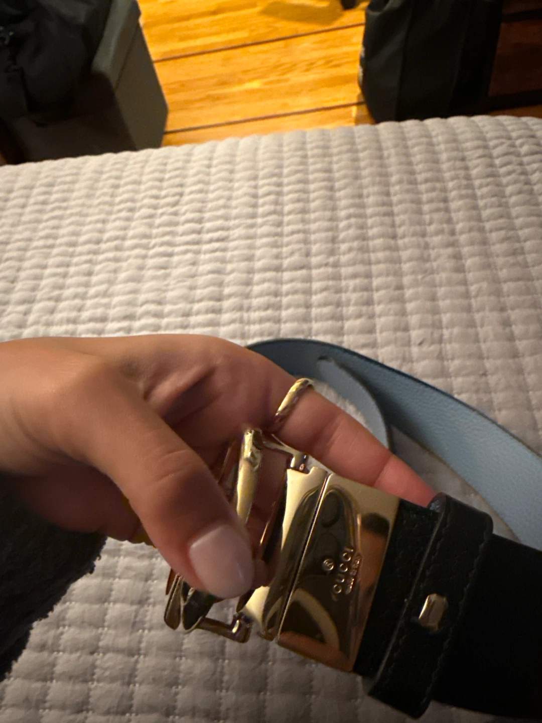 Gucci Reversible Leather Belt Black/Light Blue - photo 3