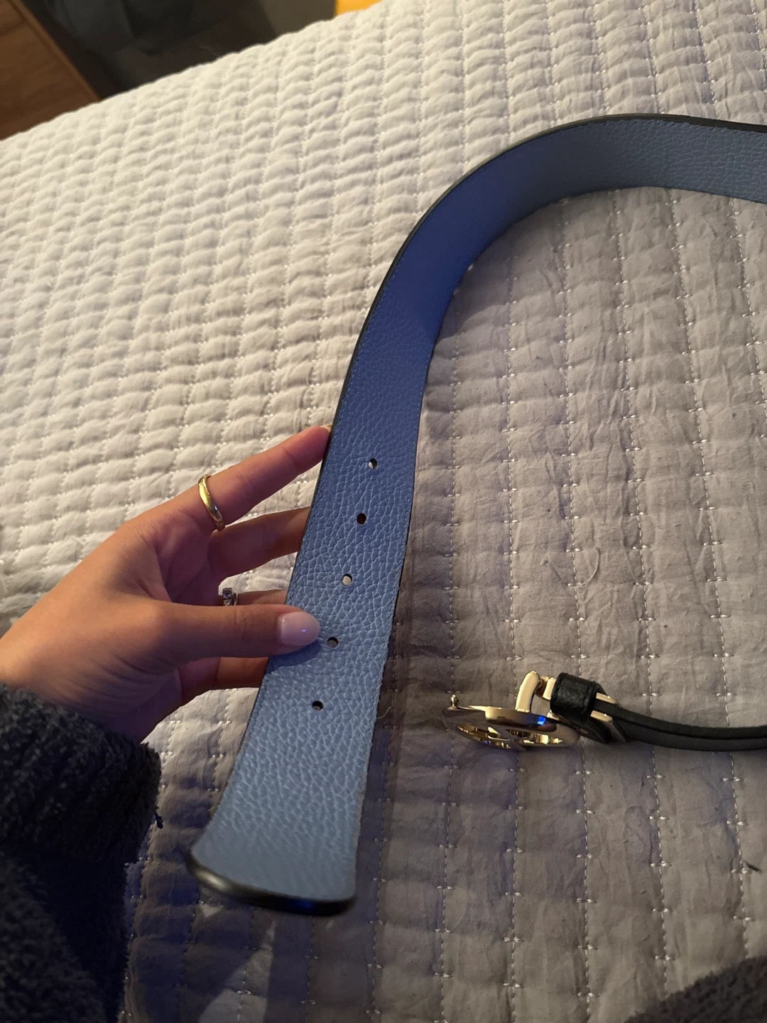Gucci Reversible Leather Belt Black/Light Blue - photo 2