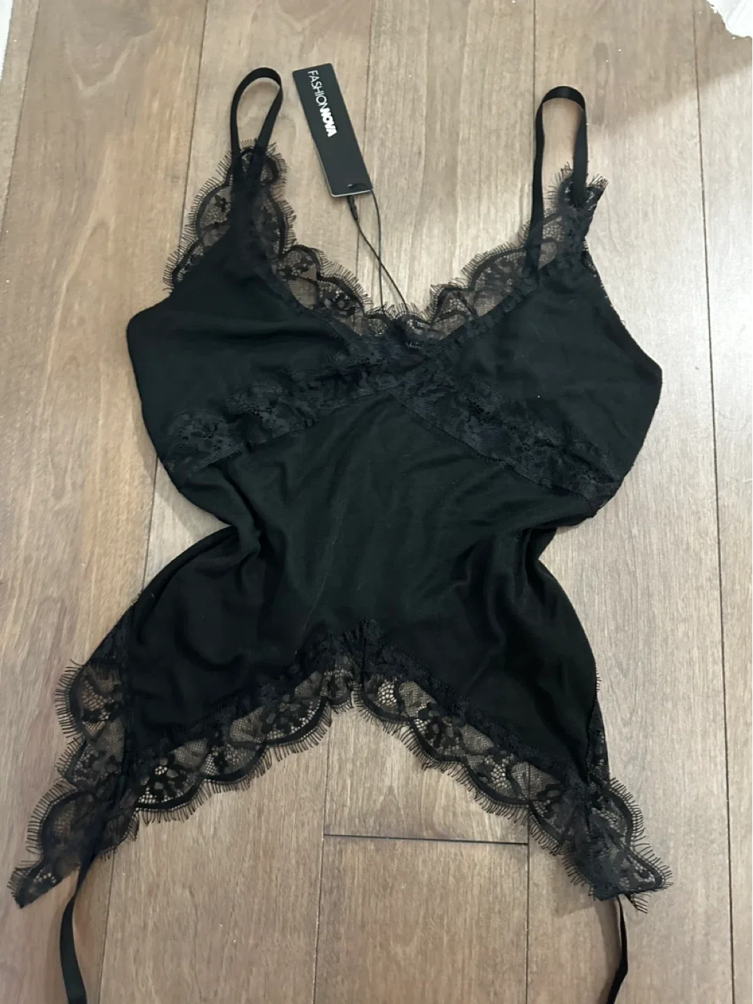 New Fashion Nova Black Lace Cami Top - New with Tags thumbnail
