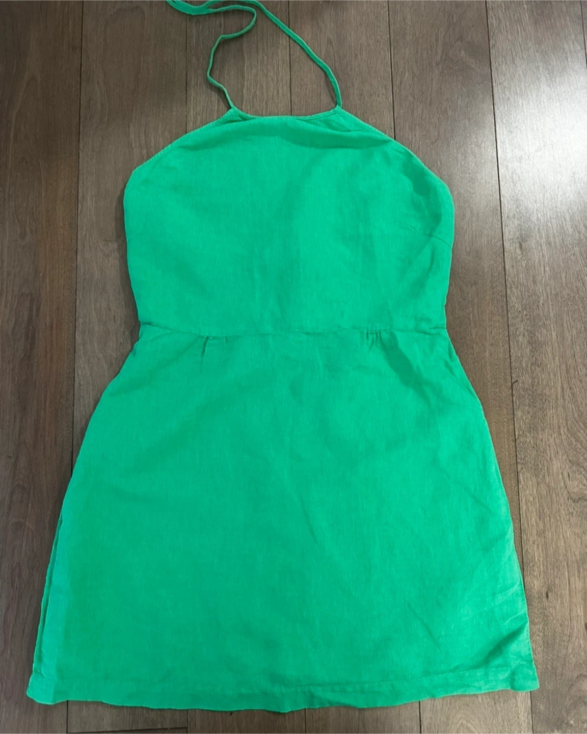 Zara Green Linen Blend Mini Dress