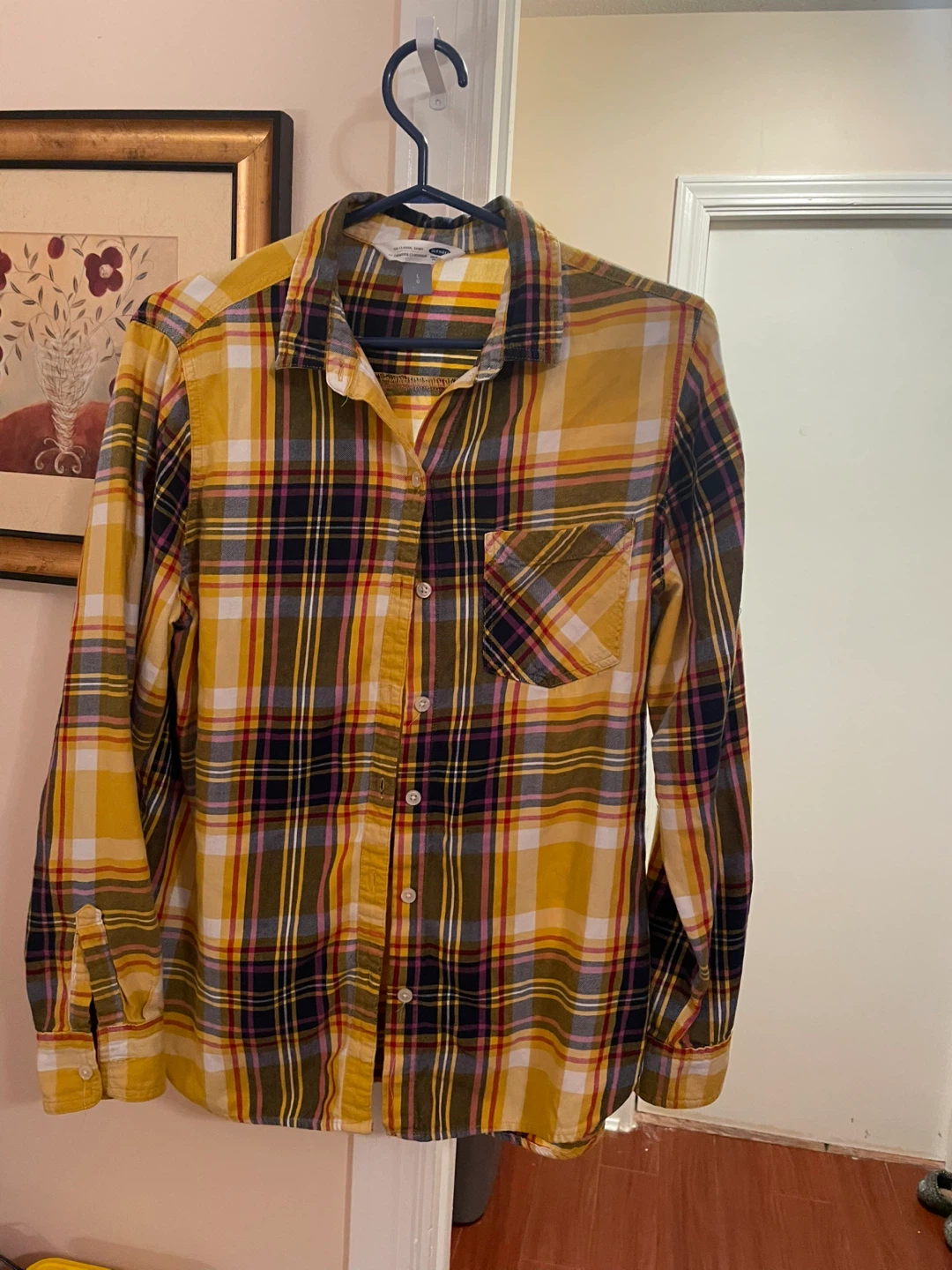 Old Navy Yellow Plaid Flannel - Size L