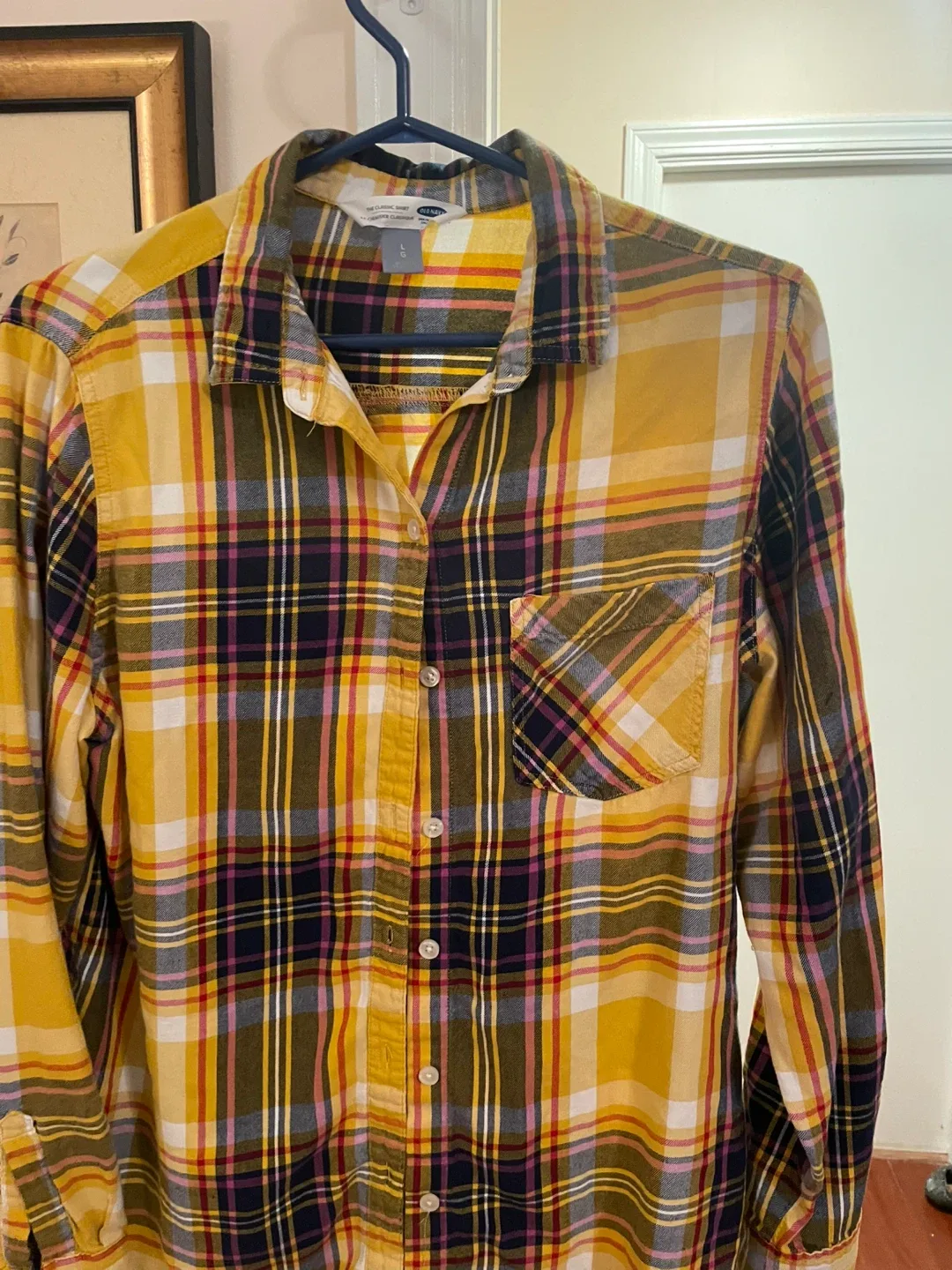 Old Navy Yellow Plaid Flannel - Size L image indicator(6)