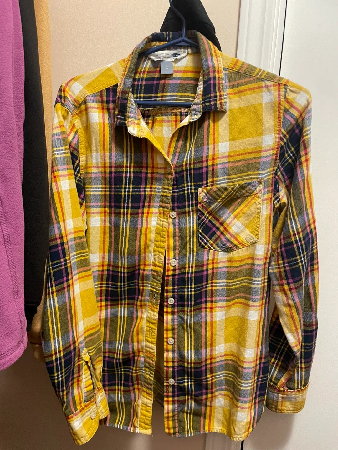 Old Navy Yellow Plaid Flannel - Size L image indicator(4)