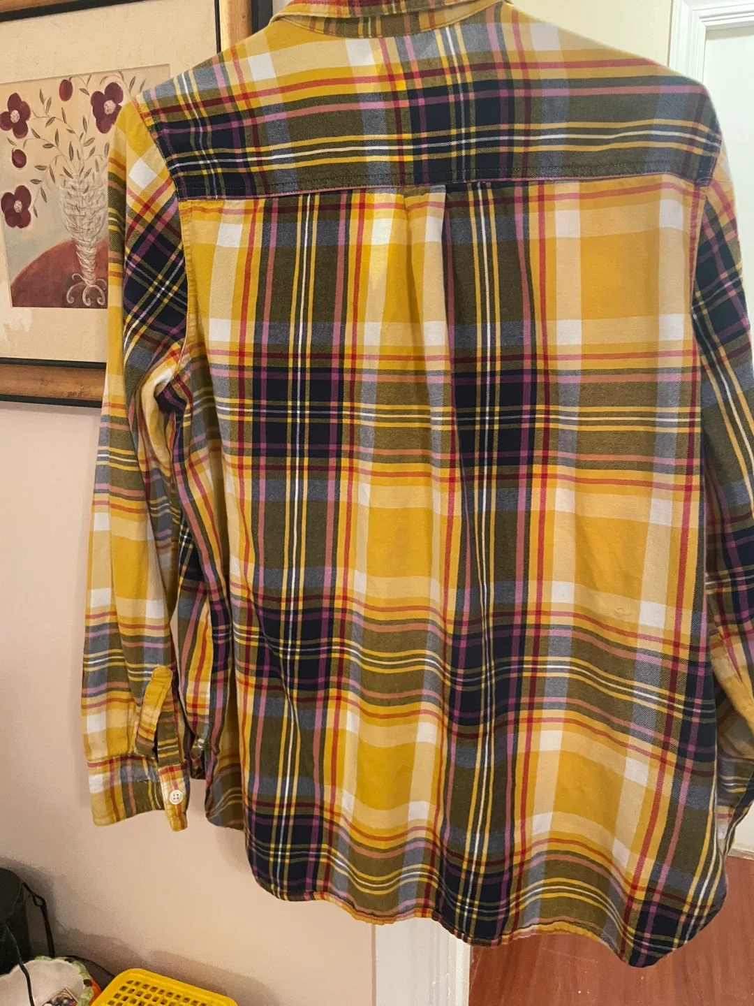 Old Navy Yellow Plaid Flannel - Size L image indicator(5)