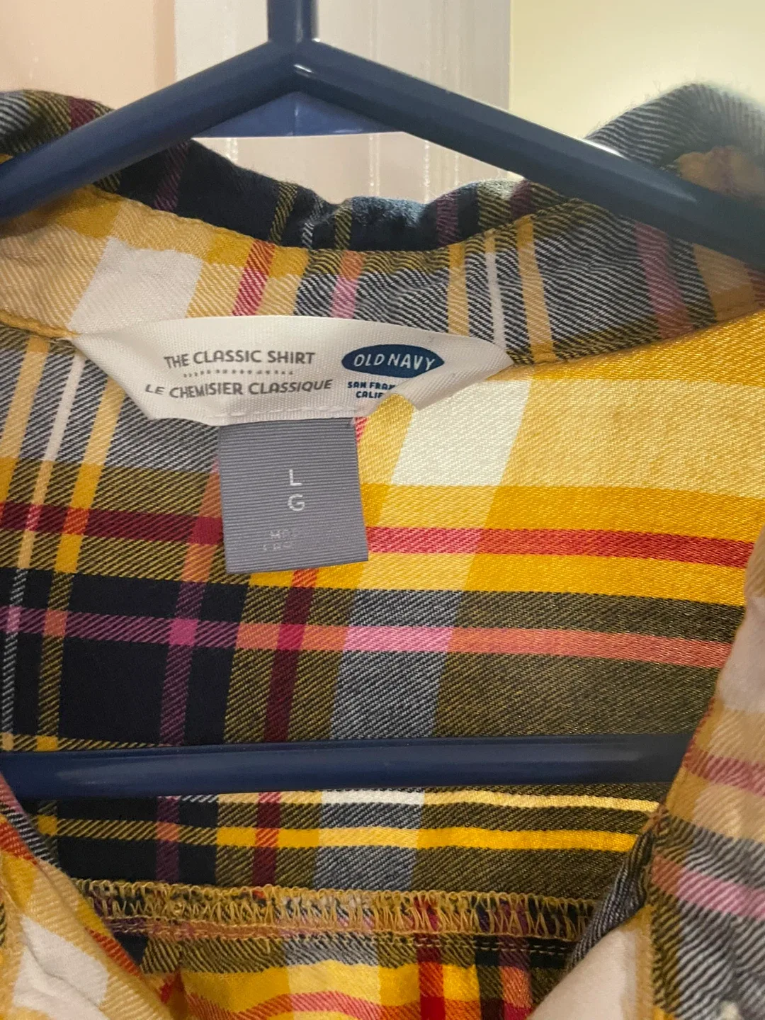 Old Navy Yellow Plaid Flannel - Size L image indicator(7)