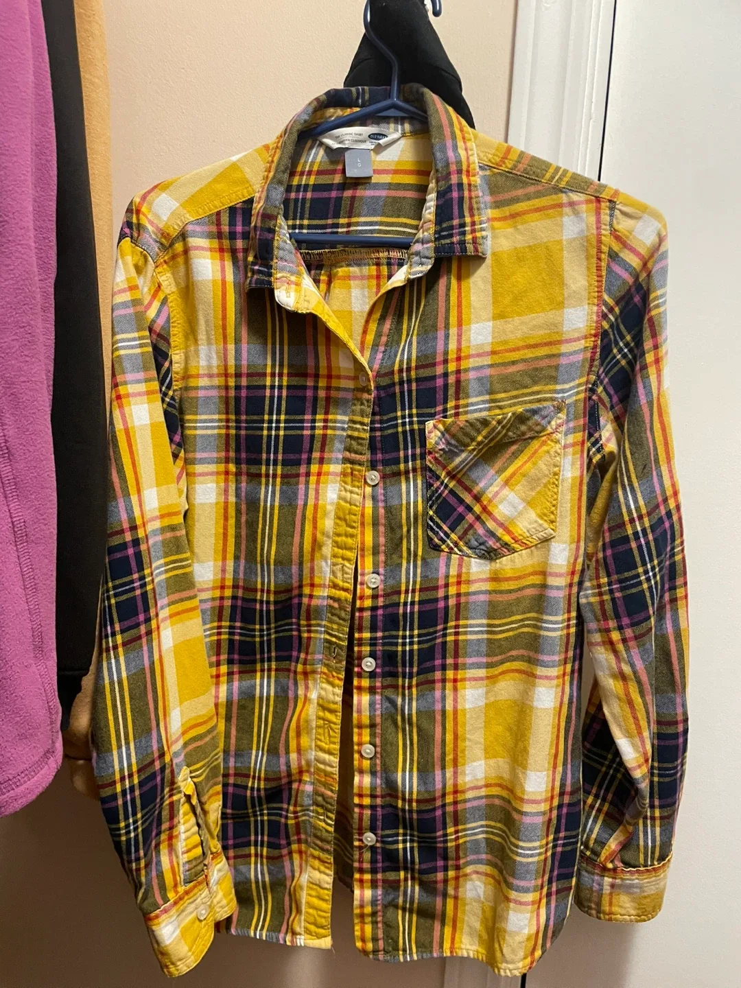 Old Navy Yellow Plaid Flannel - Size L image indicator(8)