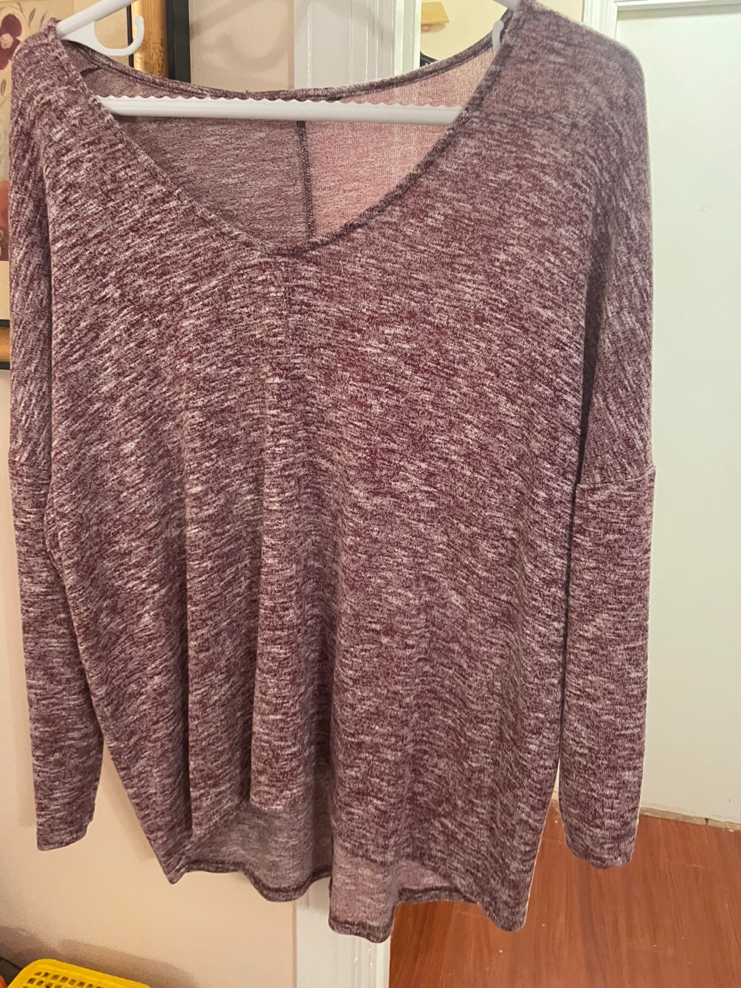 Burgundy V-Neck Long Sleeve Top - photo 3