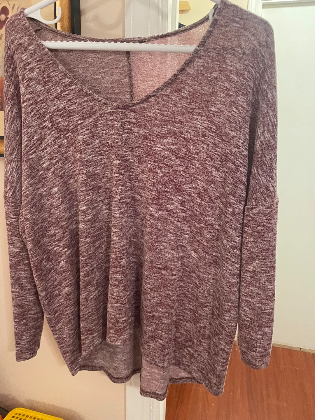 Burgundy V-Neck Long Sleeve Top image indicator(3)