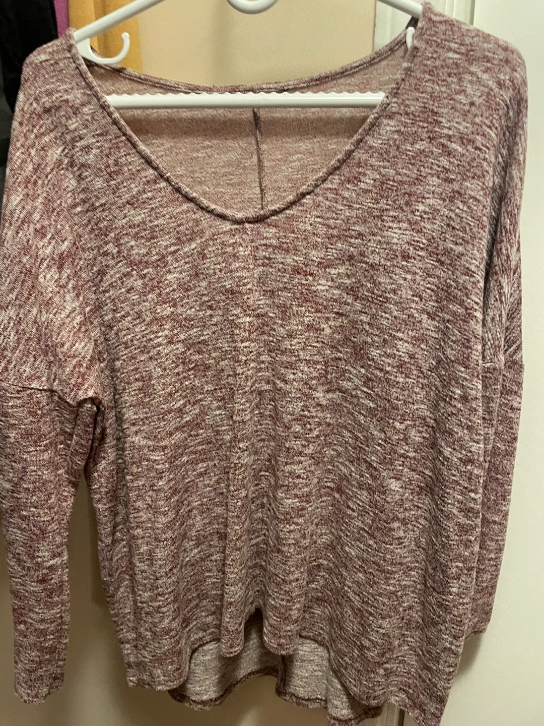 Burgundy V-Neck Long Sleeve Top image indicator(5)