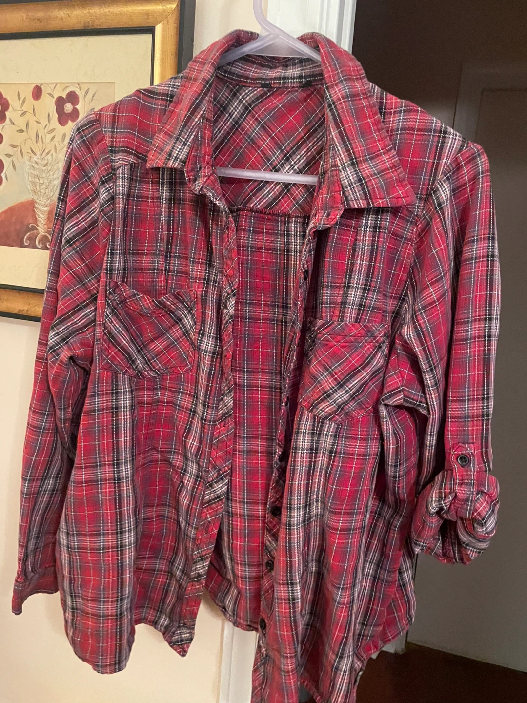 Red Plaid Flannel Shirt large