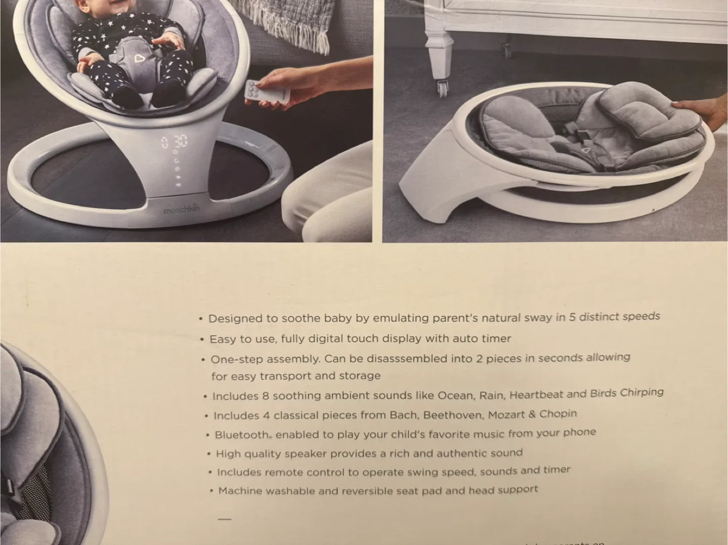 Munchkin Bluetooth Enabled Baby Swing BNIB image indicator(2)