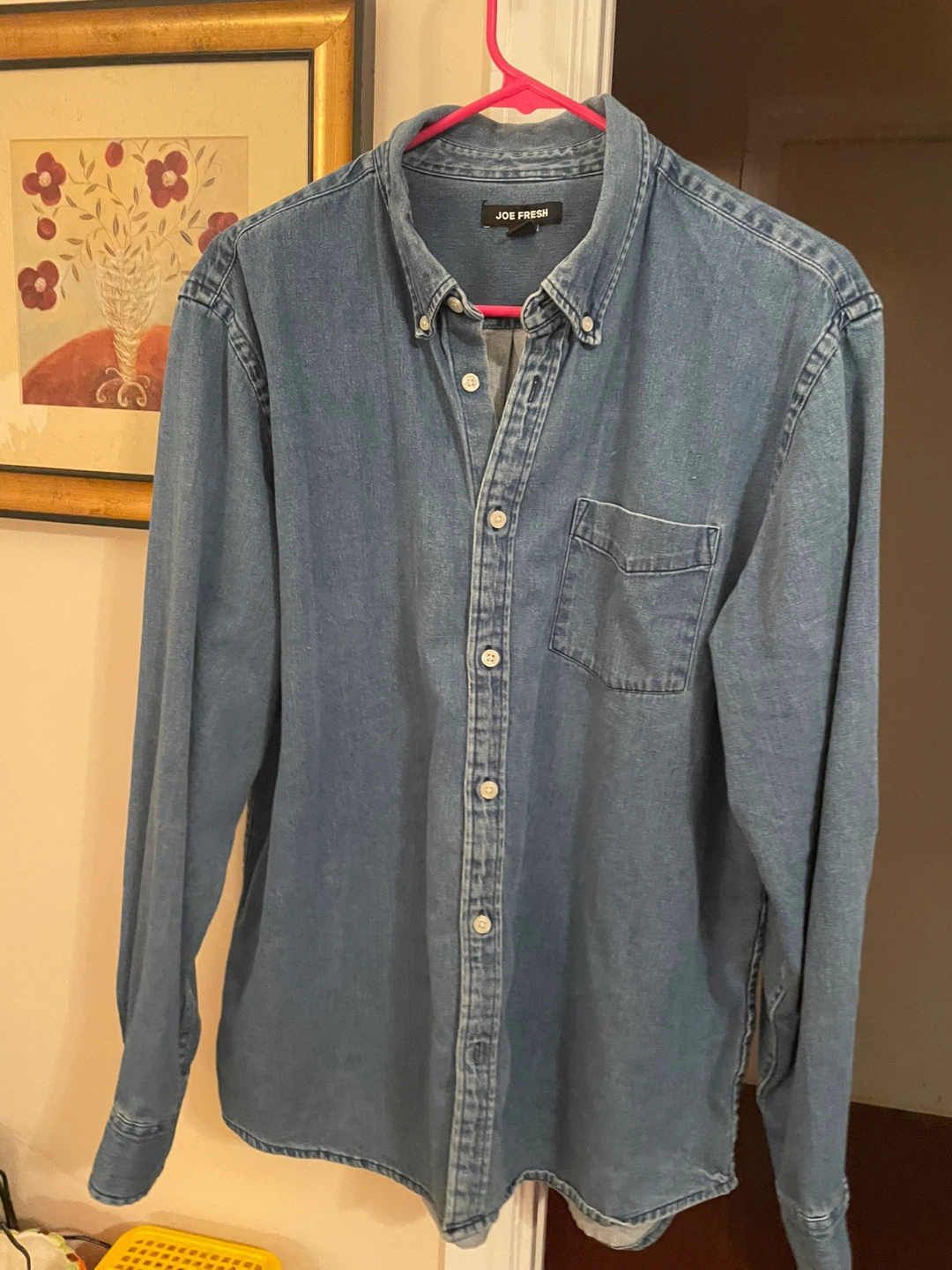 Men’s Denim Button-Up Shirt - Size L