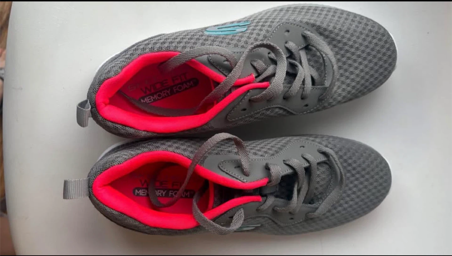 Skechers Wide Fit Memory Foam Grey Sneakers