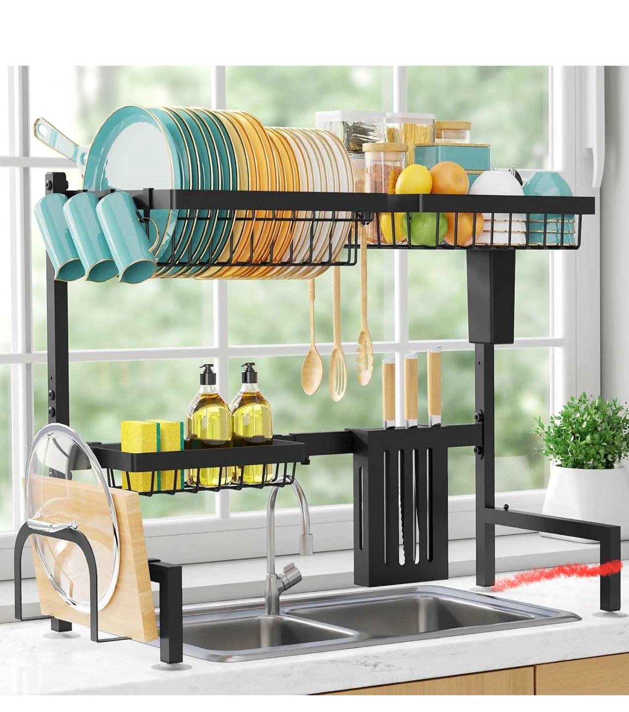 Adjustable Over Sink Dish Drying Rack image indicator(2)