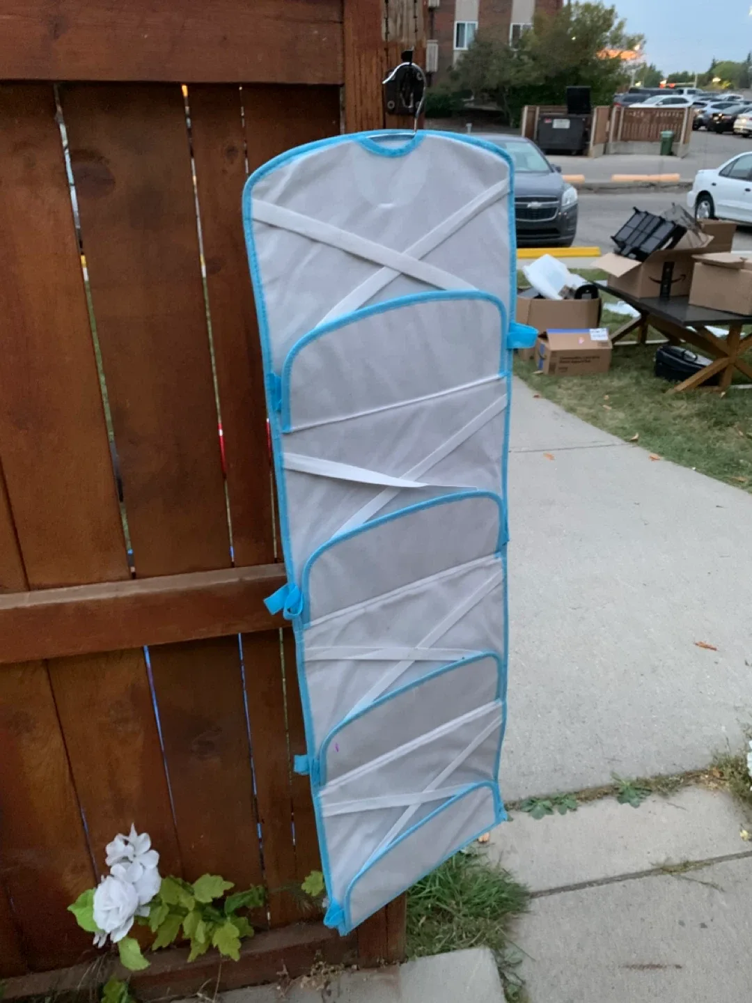 Hanging Shoe Rack / Closet Organizer - Blue Trim