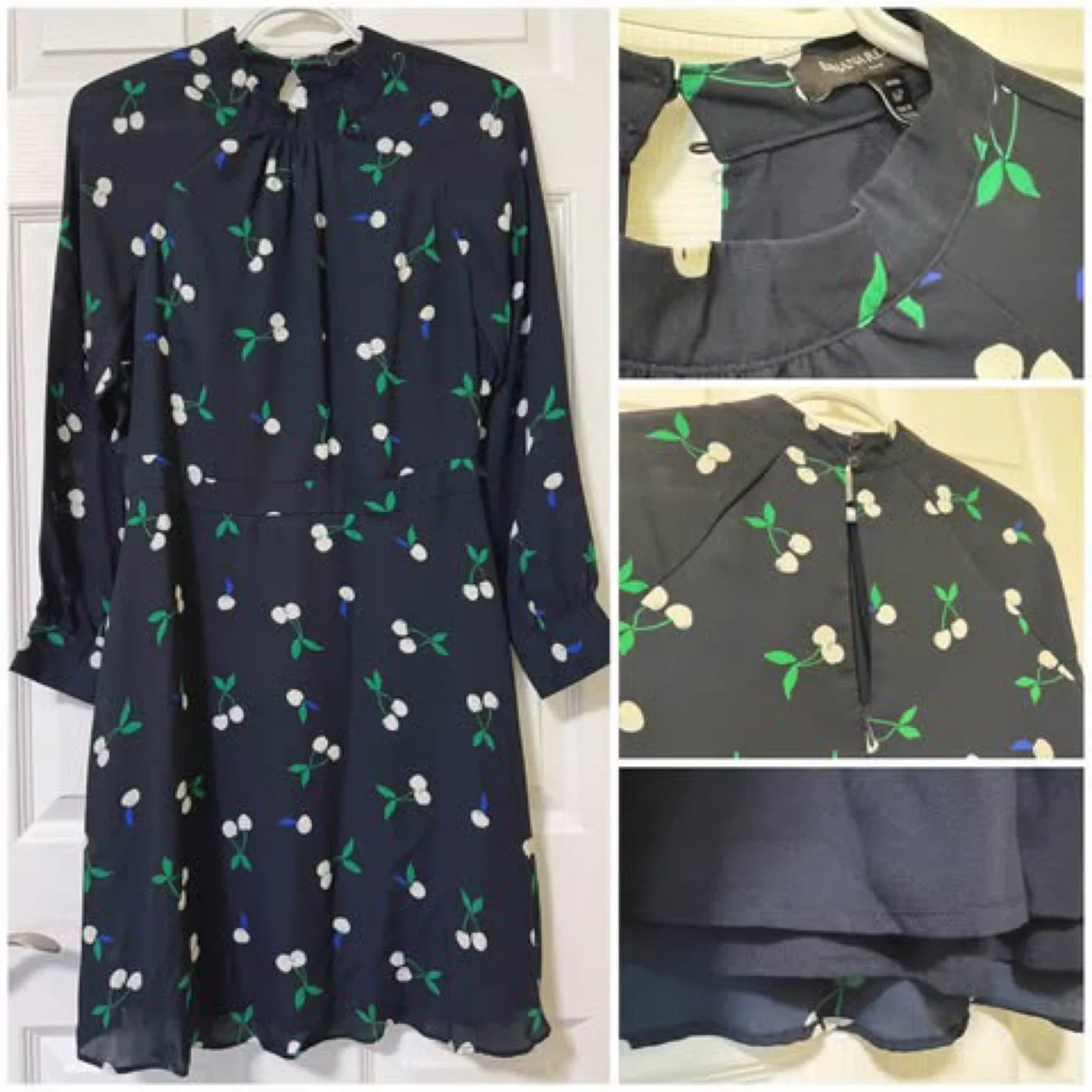 95% New Banana Republic Navy One piece Dress w/ Cherries Pattern thumbnail