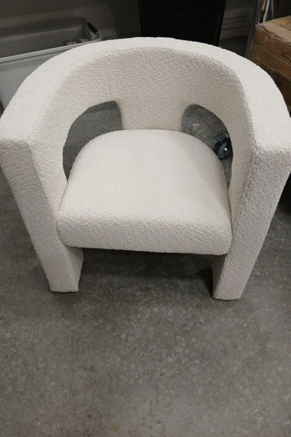 White Boucle Accent Chair - 28" thumbnail